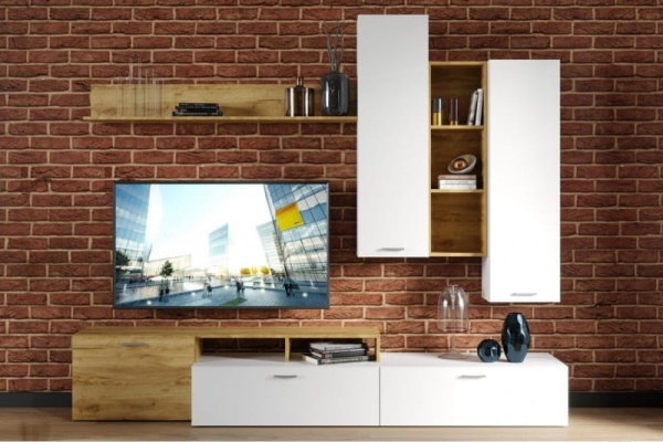 Стенка "Нева-1" Дуб Золотой/Белый