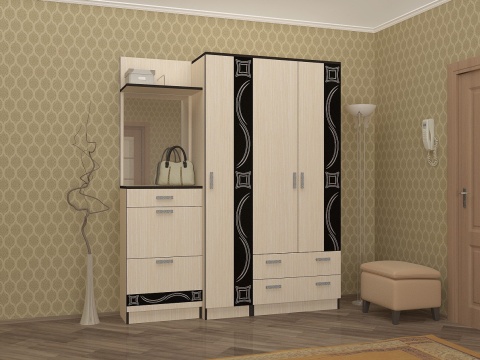 Прихожая Линкольн Вариант №3 ЛДСП (Ш-1800 х В-2200 х Г-600 мм)/Разные Цвета