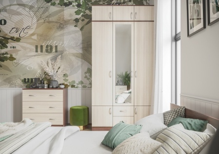 Шкаф Рига 3-х Створчатый с Зеркалом ШК-3/Разные Цвета (Ш-1200 х В-2120 х Г-520 мм)