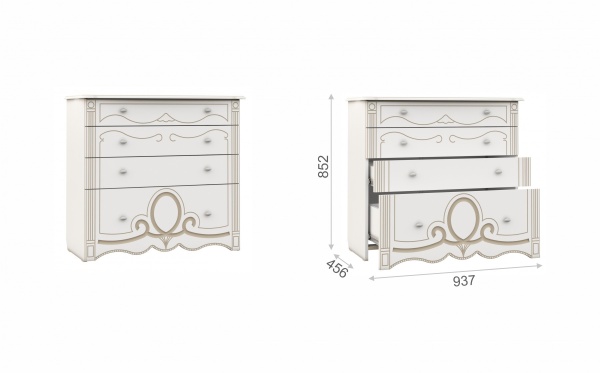 Спальный Гарнитур Барбара Белый/Патина Золото