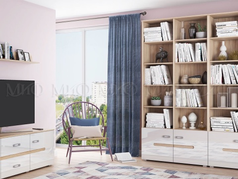 Стеллаж Каролина МДФ (Ш-1068 мм x В-2236 мм x Г-340 мм)/Разные Цвета